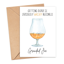 Personalised Alcohol Pun Card - Getting Older Is Seriously Whisky Business - Small (A6)