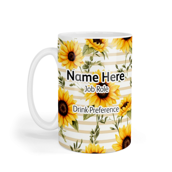 Personalised Ceramic Mug - Sunflower Stripes