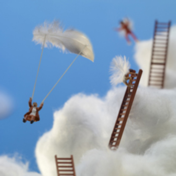 On Cloud Nine 150mm Square Greetings Card by Akiko Ida and Pierre Javelle