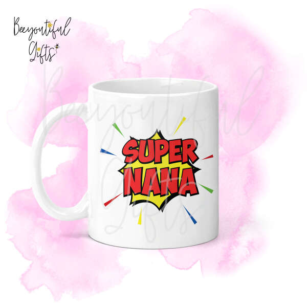 Mother's Day Ceramic Mug - Super Nana Cartoon Comic Style