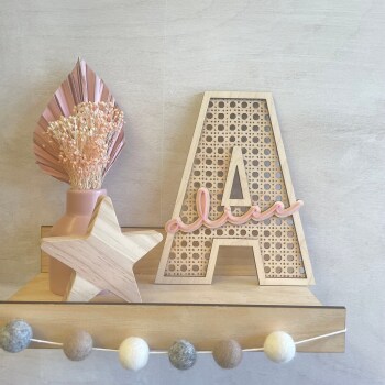 Personalised Wooden Rattan Alphabet with Name / Boho Nursery Decor / Personalised Wall Decor / Scandi Alphabet