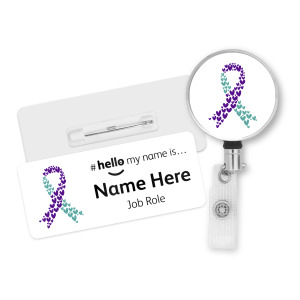 #hello my name is... Name Badge & Metal ID Reel - Suicide Prevention Ribbon