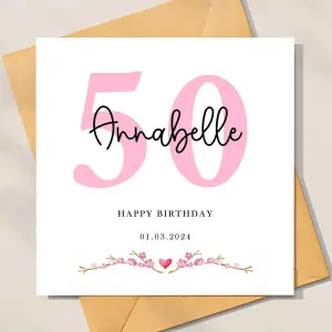 Personalised 50th Birthday Card - Happy 50th Birthday