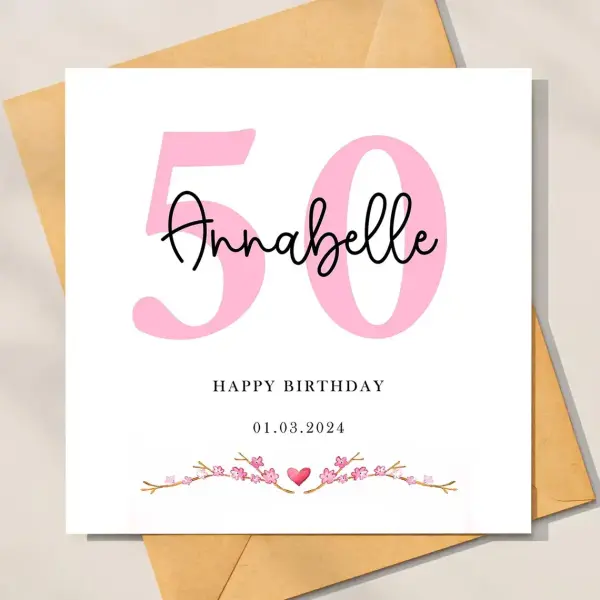 Personalised 50th Birthday Card - Happy 50th Birthday - Standard Smooth Card