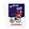 Funny Dad Christmas Card - Cycling Santa - A5 Portrait - 1 Card