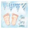 Ten Tiny Toes Blue 150mm Square Greetings Card by Artist Kate Brazier