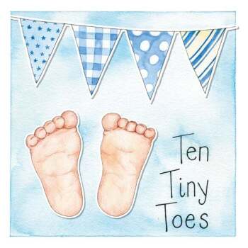 Ten Tiny Toes Blue 150mm Square Greetings Card by Artist Kate Brazier