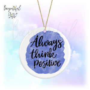 Watercolour Positive Quote Round Ceramic Hanging Decoration