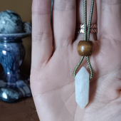 Moonstone Crystal Waxed Cord Necklace 