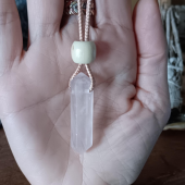 Rose Quartz Waxed Cord Necklace 
