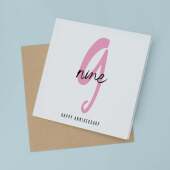 9 Year Anniversary Card For 9th Wedding Anniversary For Him or Her Wife Husband Card For Ninth Anniversary