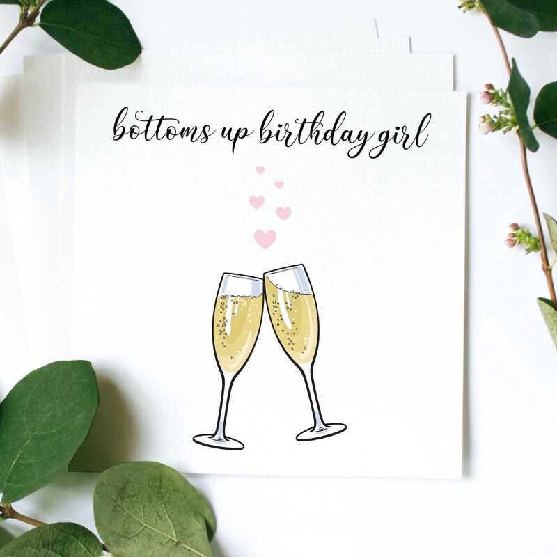 Birthday Girl Card, Prosecco Birthday Card