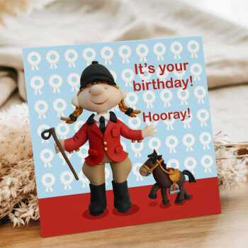 Birthday pony - child's birthday card designed by Erica Sturla - 15cm square and blank inside, made in the UK