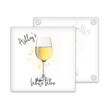 Personalised White Wine Glass Coaster with Splash Effect