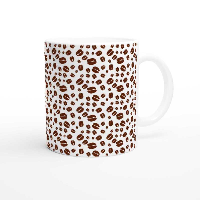 Coffee Bean Pattern Mug - Ceramic White