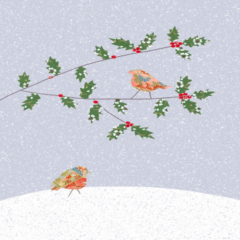 Robins & Holly Greeting Card