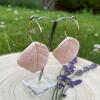 Pastel Pink Clay Leaf Earrings: Boho Nature Jewelry - silver