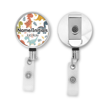 Personalised Metal ID Reel - Colourful Dinosaurs