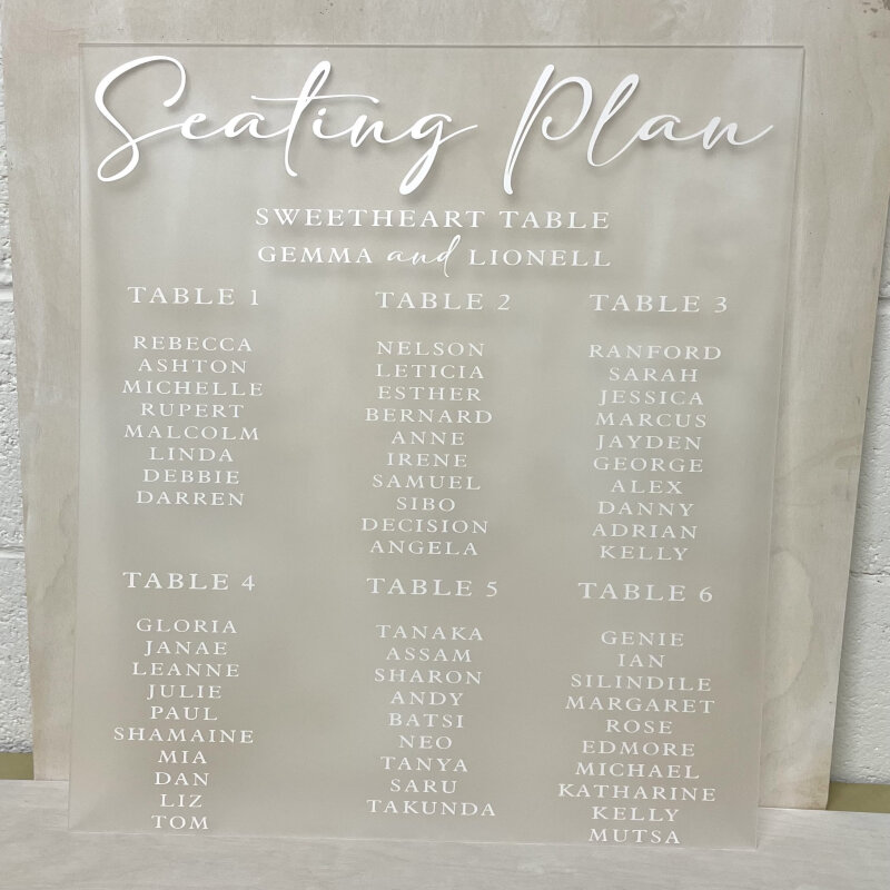 Wedding Table Plan / Seating Plan / A2 Acrylic Sign / Personalised Sign / Acrylic Seating Plan / Welcome To The Wedding / - Gold