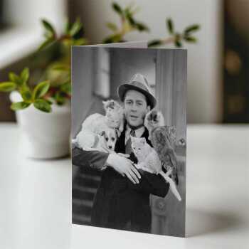 Animal lover, photographic black and white card featuring cats and dogs - 12.6 x 17.7cm and blank inside - made in the UK