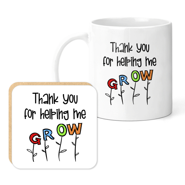 Mug & Coaster Set - Thank You For Helping Me Grow