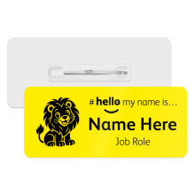 #hello my name is... Name Badge - Classic Yellow - Lion