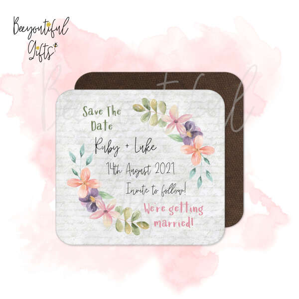 Personalised Save The Date Coaster - Save The Date We're Getting Married