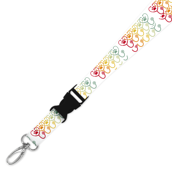 Double Breakaway Lanyard - Rainbow Paw Print Stethoscopes