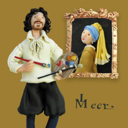 Vermeer, an art themed greetings card from Erica Sturla's Artist at Work range, 150mm square and blank inside for your message