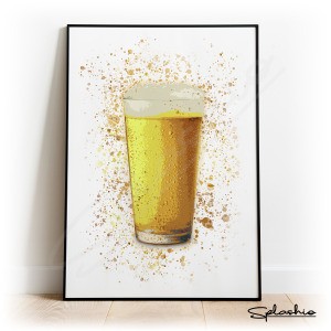 Pint of Beer Splash Effect Art Print - A4 (Approx. 21cm x 30cm)