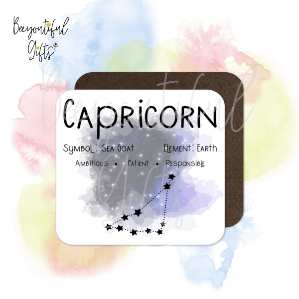 Birthday Coaster - Star Sign with Astrology Background - Aquarius