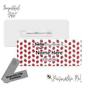 Name Badge - Strawberries Hello My Name is... - White