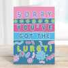 Sorry you've got the lurgy, a bright and fun get well card with a gorgeous printed envelope - 12 x 17cm and blank inside - made in the UK
