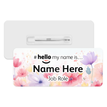 #hello my name is... Name Badge - Watercolour Floral Background