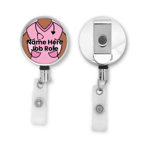 Personalised Metal ID Reel - Pink Scrubs - Skin Tone 3