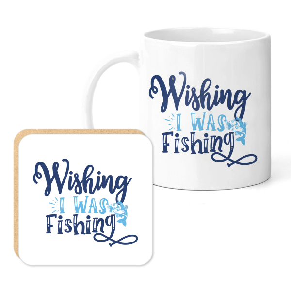 Fishing Mug & Coaster Set - Wishing I Was Fishing