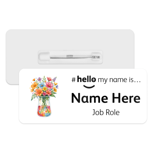 #hello my name is... Name Badge - Retro Floral Vase