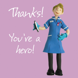 Holy Mackerel Thanks Hero Nurse Greetings Card by Erica Sturla from One Lump or Two Occasions Range