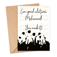 Personalised Graduation Card - Con-grad-ulations You Made It! - Small (Approx. A6 | 105mm x 148mm | 4.1in x 5.8in) - Standard Smooth Card