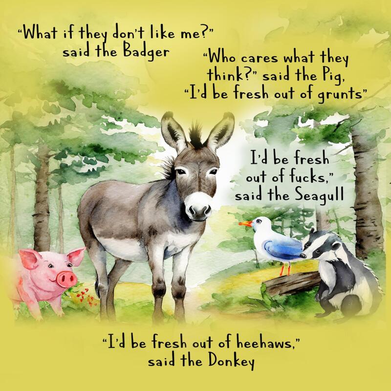 Funny Birthday Card pig donkey seagull badger Heehaws A5 uncoated textured