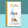 Personalized Grandson Christmas Card: Custom Name, Festive Xmas Card - Blank inside - Regular - Matte