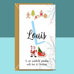 Personalized Grandson Christmas Card: Custom Name, Festive Xmas Card