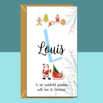 Personalized Grandson Christmas Card: Custom Name, Festive Xmas Card