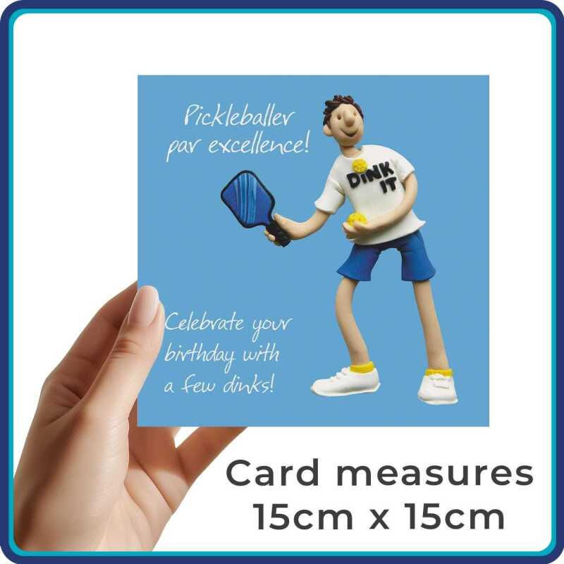 Funny Pickleball Birthday Card for Him - Polymer Clay Art by Erica Sturla - Pickleball Card UK