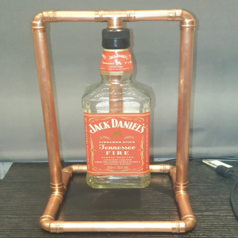 Jack Daniels - Copper frame Bottle table lamp - Original - Upcycled - Man Cave - Fathers Day - Gifts For Him - lighting