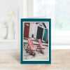 Deckchairs - coastal beach themed blank card - designed by Seth Draper - 15cm square and blank inside, made in the UK