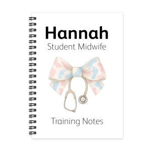 Personalised A5 Notebook - Baby Feet Coquette Bow