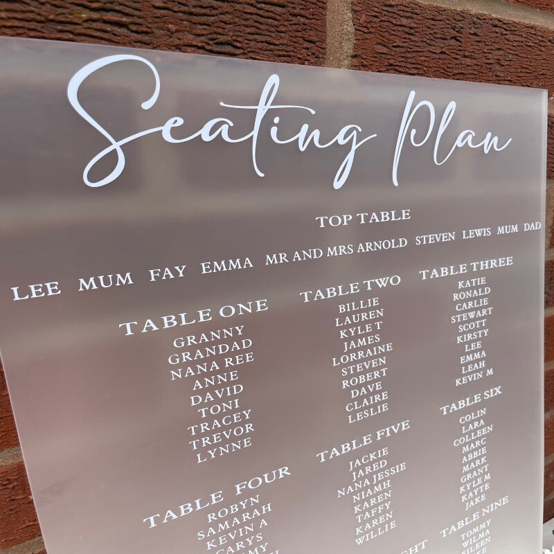 Wedding Table Plan / Seating Plan / A2 Acrylic Sign / Personalised Sign / Acrylic Seating Plan / Welcome To The Wedding / - Gold