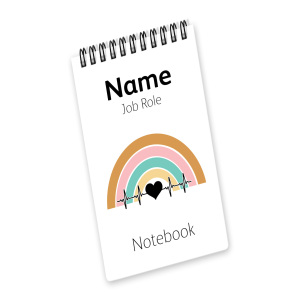 Personalised Pocket Notepad Jotter - Retro Heartbeat Rainbow