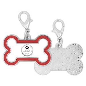 Bear's Empawrium - Bone Shaped Collar Tag with Red Enamel